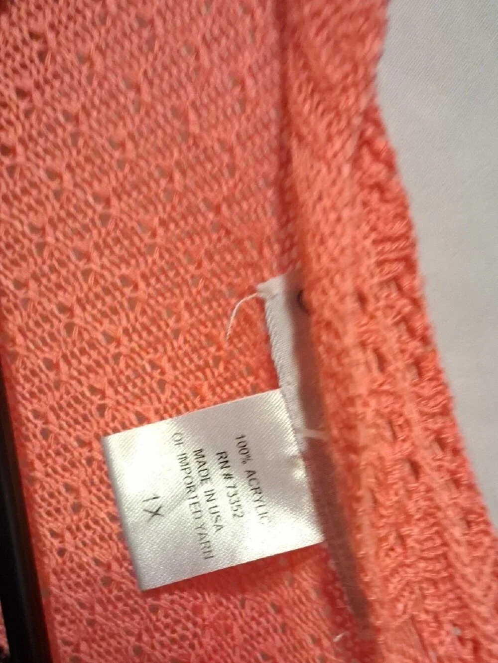 Maurices Coral Open-Knit Cardigan with Navy Patterned Tank - Picture 4 of 5